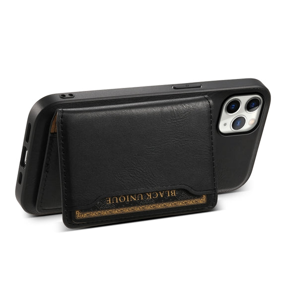 For iPhone 11 Pro Max Denior Cowhide Texture Leather MagSafe Detachable Wallet Phone Case(Black)