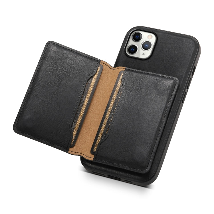 For iPhone 11 Pro Max Denior Cowhide Texture Leather MagSafe Detachable Wallet Phone Case(Black)