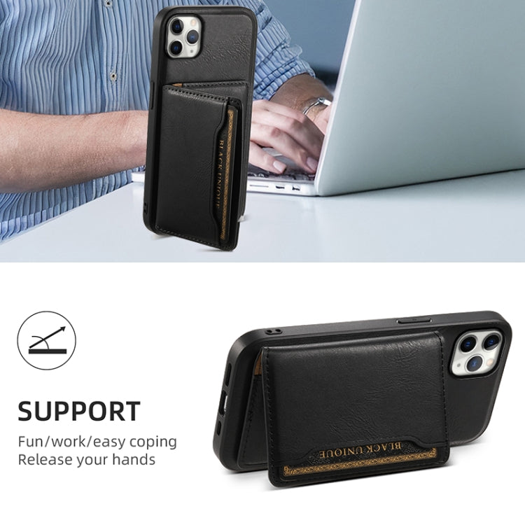 For iPhone 11 Pro Max Denior Cowhide Texture Leather MagSafe Detachable Wallet Phone Case(Black)