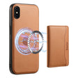 For iPhone X / XS Denior Cowhide Texture Leather MagSafe Detachable Wallet Phone Case(Khaki) - More iPhone Cases by Denior | Online Shopping South Africa | PMC TechLife | Buy Now Pay Later Mobicred
