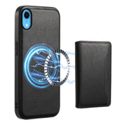 For iPhone XR Denior Cowhide Texture Leather MagSafe Detachable Wallet Phone Case(Black)
