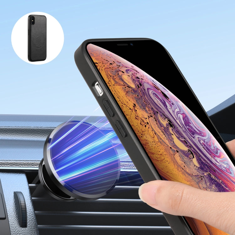 For iPhone XR Denior Cowhide Texture Leather MagSafe Detachable Wallet Phone Case(Black)