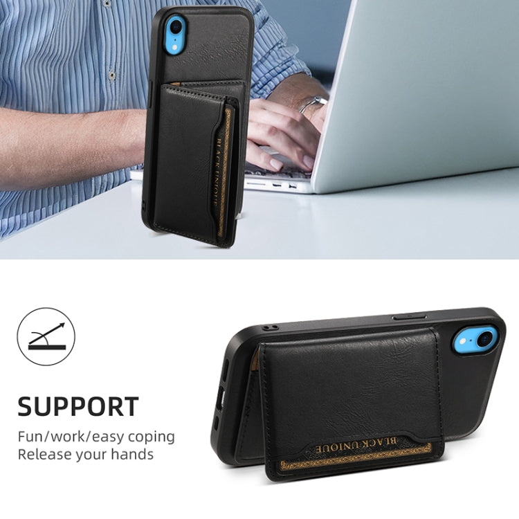 For iPhone XR Denior Cowhide Texture Leather MagSafe Detachable Wallet Phone Case(Black)