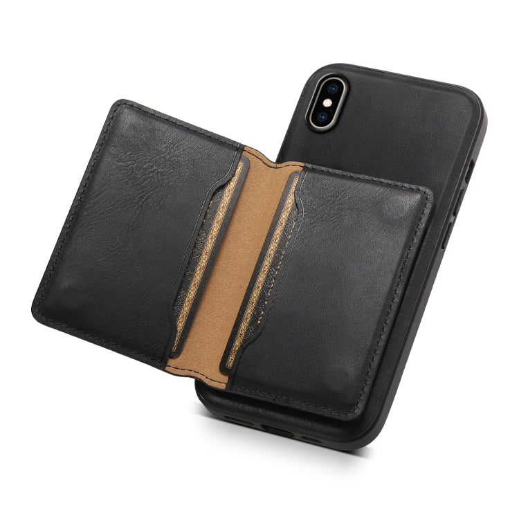 For iPhone XS Max Denior Cowhide Texture Leather MagSafe Detachable Wallet Phone Case(Black)