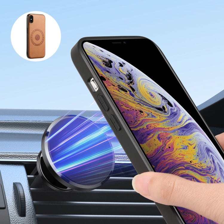 For iPhone XS Max Denior Cowhide Texture Leather MagSafe Detachable Wallet Phone Case(Khaki)