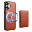 For iPhone 16 Plus Denior Cowhide Texture Leather MagSafe Detachable Wallet Phone Case(Brown) - iPhone 16 Plus Cases by Denior | Online Shopping South Africa | PMC TechLife | Buy Now Pay Later Mobicred