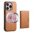 For iPhone 16 Pro Denior Cowhide Texture Leather MagSafe Detachable Wallet Phone Case(Khaki) - iPhone 16 Pro Cases by Denior | Online Shopping South Africa | PMC TechLife | Buy Now Pay Later Mobicred