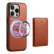 For iPhone 16 Pro Denior Cowhide Texture Leather MagSafe Detachable Wallet Phone Case(Brown) - iPhone 16 Pro Cases by Denior | Online Shopping South Africa | PMC TechLife | Buy Now Pay Later Mobicred