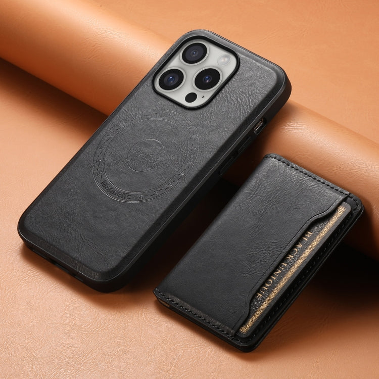 For iPhone 16 Pro Max Denior Cowhide Texture Leather MagSafe Detachable Wallet Phone Case(Black)