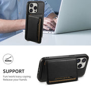 For iPhone 16 Pro Max Denior Cowhide Texture Leather MagSafe Detachable Wallet Phone Case(Black)