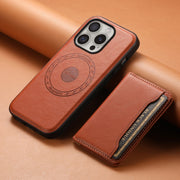 For iPhone 16 Pro Max Denior Cowhide Texture Leather MagSafe Detachable Wallet Phone Case(Brown)