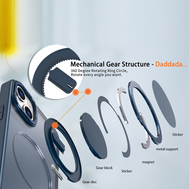 For iPhone 14 Plus 360-degree Rotating MagSafe Magnetic Holder Phone Case(Navy Blue)
