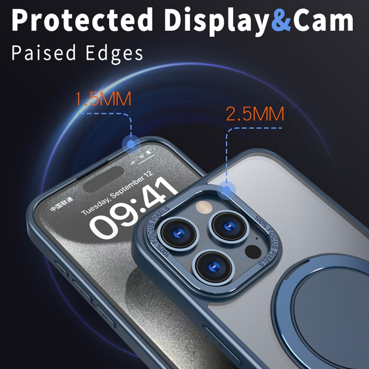 For iPhone 14 Pro Max 360-degree Rotating MagSafe Magnetic Holder Phone Case(Navy Blue)