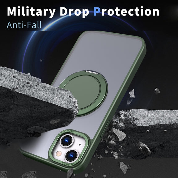 For iPhone 15 360-degree Rotating MagSafe Magnetic Holder Phone Case(Green)
