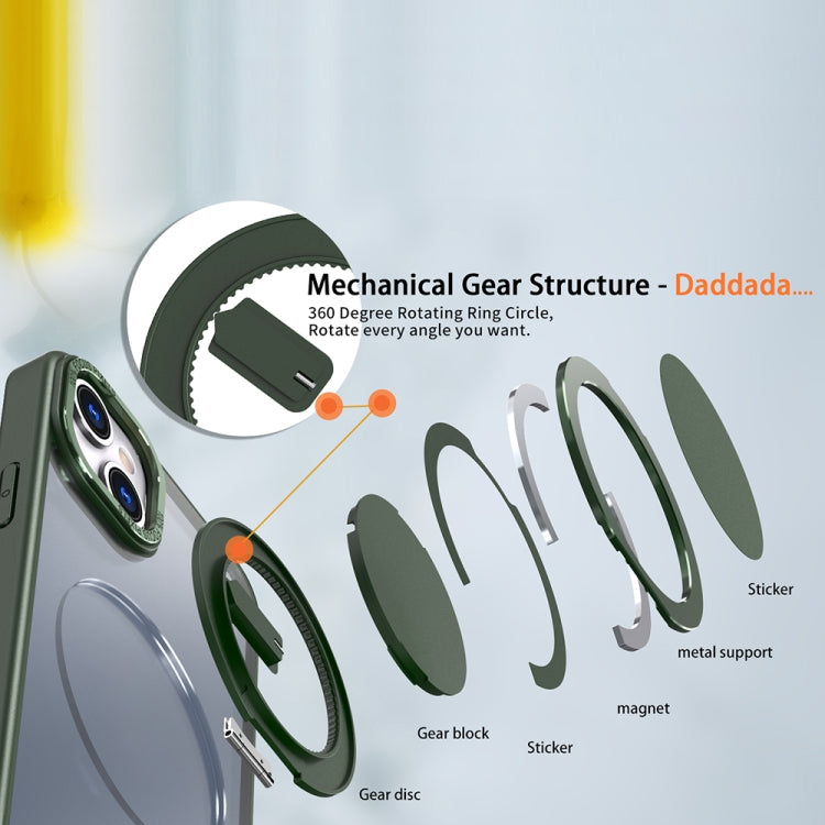 For iPhone 15 360-degree Rotating MagSafe Magnetic Holder Phone Case(Green)