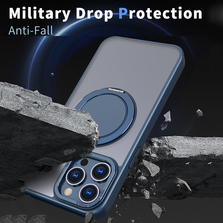 For iPhone 15 Pro Max 360-degree Rotating MagSafe Magnetic Holder Phone Case(Navy Blue)