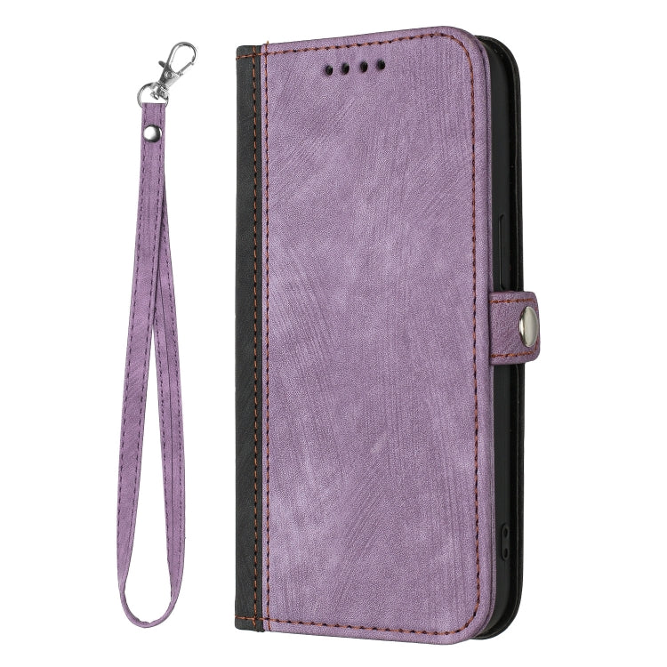 For Google Pixel 9 Pro Side Buckle Double Fold Hand Strap Leather Phone Case(Purple)