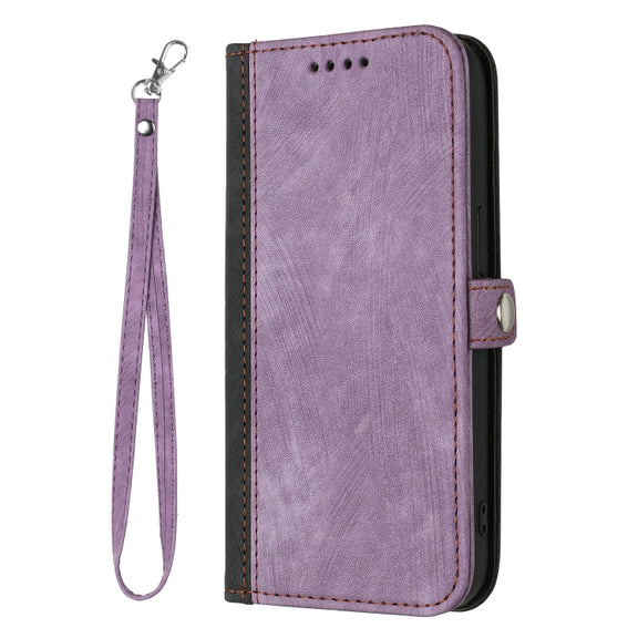 For Google Pixel 9 Side Buckle Double Fold Hand Strap Leather Phone Case(Purple)