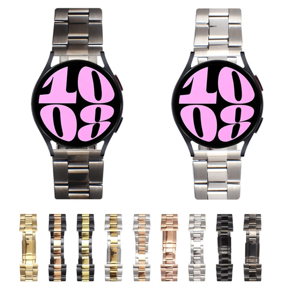 22mm Universal Three-Bead Stainless Steel Watch Band(Silver Gold)