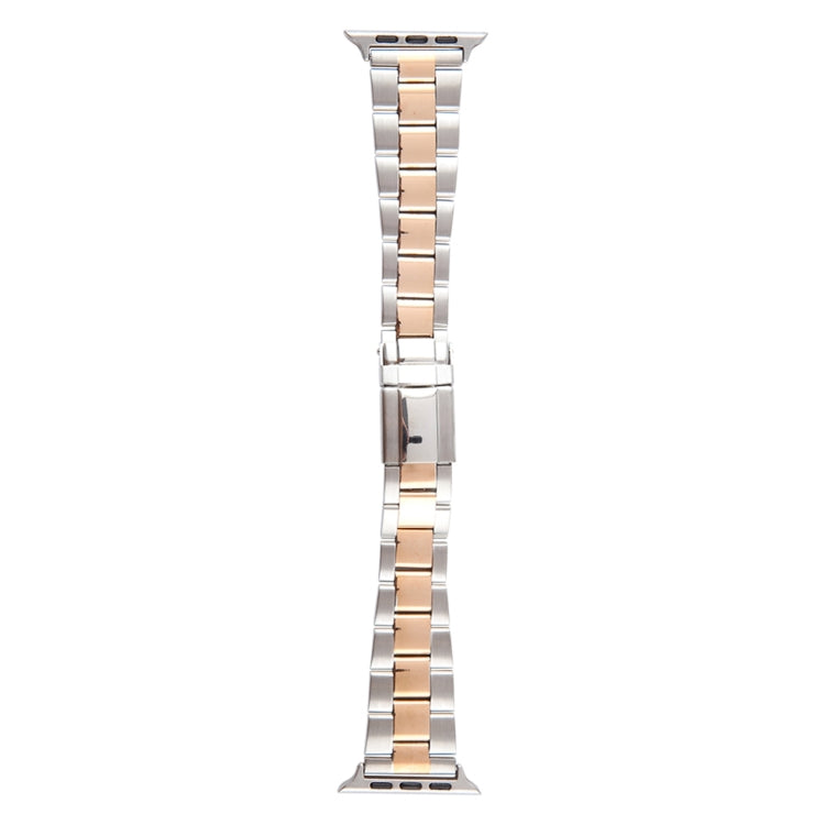 For Apple Watch Ultra 49mm Three-Bead Stainless Steel Watch Band(Silver Rose Gold)