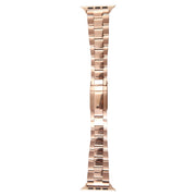 For Apple Watch SE 2022 44mm Three-Bead Stainless Steel Watch Band(Rose Gold)
