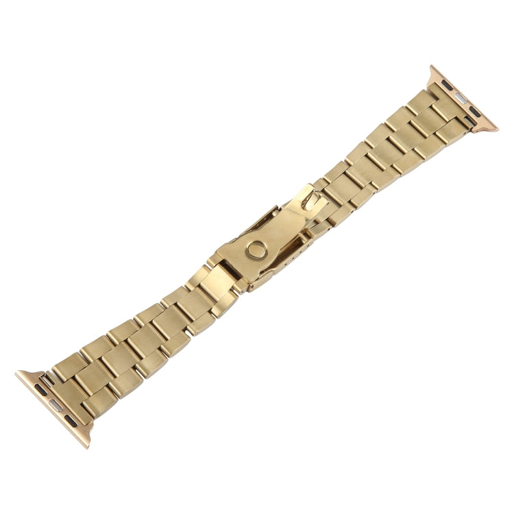 For Apple Watch SE 40mm Three-Bead Stainless Steel Watch Band(Gold)