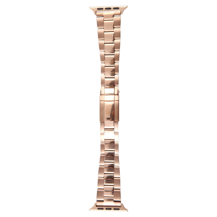 For Apple Watch SE 40mm Three-Bead Stainless Steel Watch Band(Rose Gold)