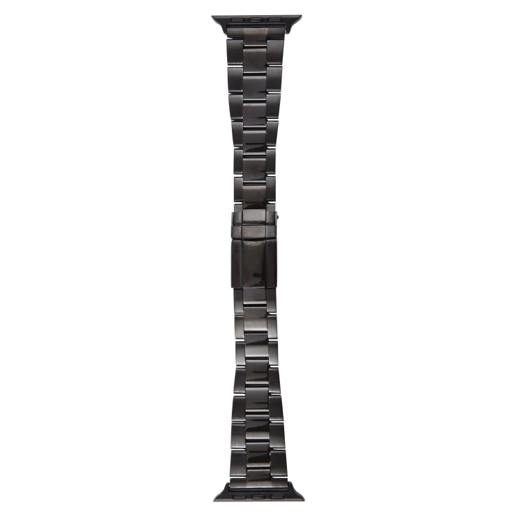 For Apple Watch SE 44mm Three-Bead Stainless Steel Watch Band(Black)