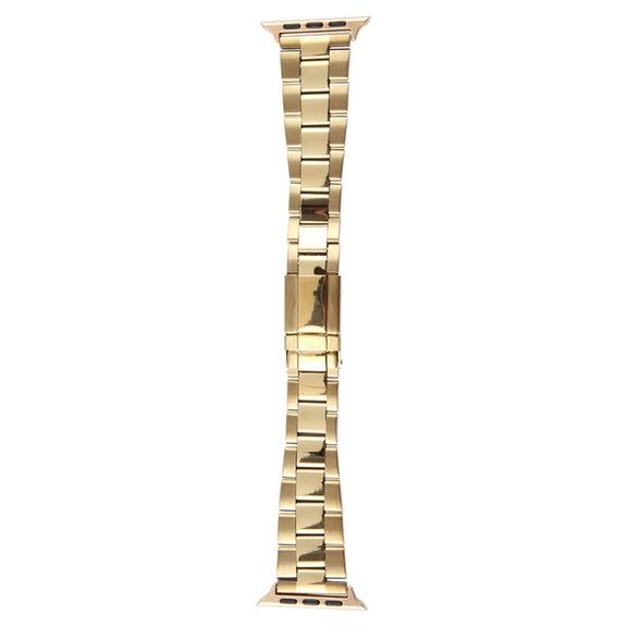 For Apple Watch Series 6 44mm Three-Bead Stainless Steel Watch Band(Gold)