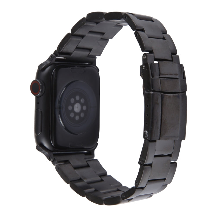For Apple Watch Series 5 44mm Three-Bead Stainless Steel Watch Band(Black)
