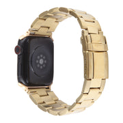 For Apple Watch Series 5 40mm Three-Bead Stainless Steel Watch Band(Gold)
