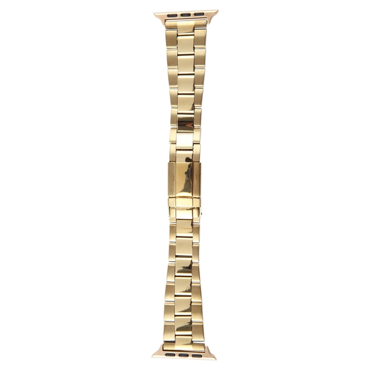 For Apple Watch Series 5 40mm Three-Bead Stainless Steel Watch Band(Gold)