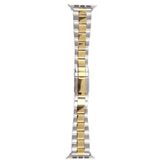 For Apple Watch Series 4 44mm Three-Bead Stainless Steel Watch Band(Silver Gold)
