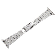 For Apple Watch Series 4 44mm Three-Bead Stainless Steel Watch Band(Silver Gold)