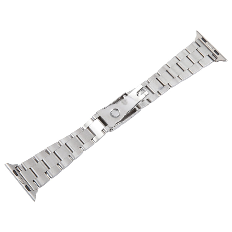 For Apple Watch Series 4 40mm Three-Bead Stainless Steel Watch Band(Silver Gold)