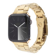 For Apple Watch Series 3 38mm Three-Bead Stainless Steel Watch Band(Gold)