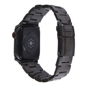 For Apple Watch 42mm Three-Bead Stainless Steel Watch Band(Black)