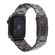 For Apple Watch 42mm Three-Bead Stainless Steel Watch Band(Gun Color)