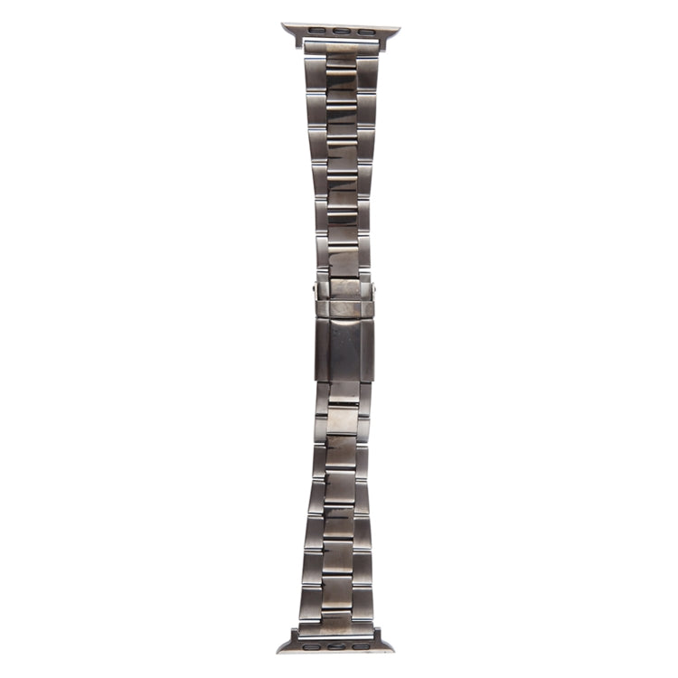 For Apple Watch 42mm Three-Bead Stainless Steel Watch Band(Gun Color)