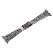 For Apple Watch 42mm Three-Bead Stainless Steel Watch Band(Gun Color)
