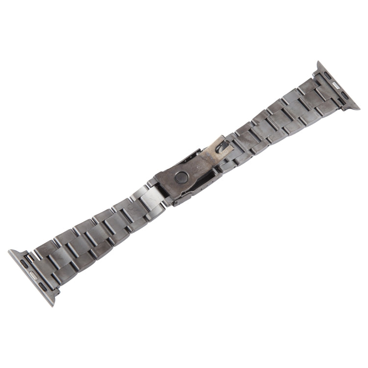 For Apple Watch 42mm Three-Bead Stainless Steel Watch Band(Gun Color)