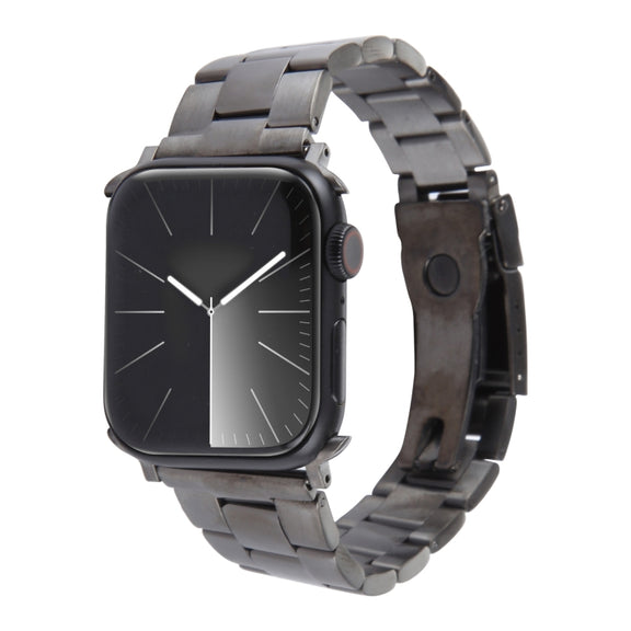 For Apple Watch 42mm Three-Bead Stainless Steel Watch Band(Gun Color)