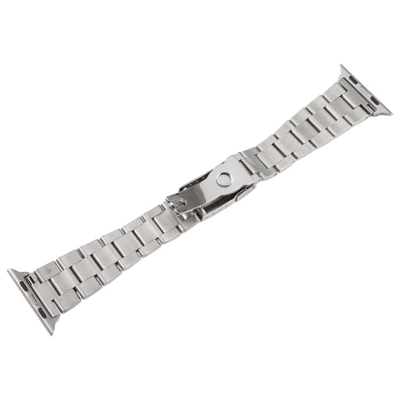 For Apple Watch 42mm Three-Bead Stainless Steel Watch Band(Silver)