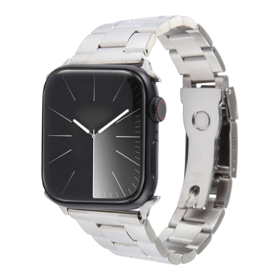 For Apple Watch 42mm Three-Bead Stainless Steel Watch Band(Silver)