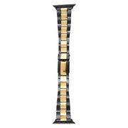 For Apple Watch 38mm Three-Bead Stainless Steel Watch Band(Black Gold)