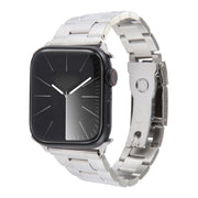 For Apple Watch 38mm Three-Bead Stainless Steel Watch Band(Silver)