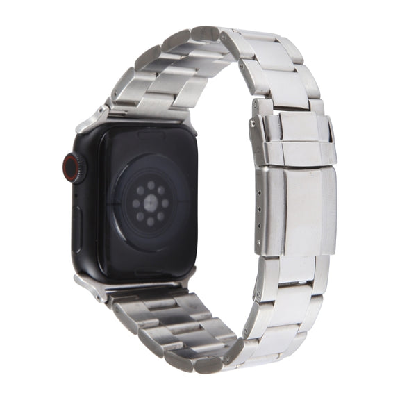 For Apple Watch 38mm Three-Bead Stainless Steel Watch Band(Silver)