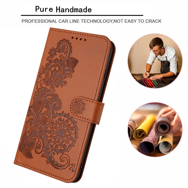 For Huawei Pura 70 Pro / Pura 70 Pro+ Datura Flower Embossed Flip Leather Phone Case(Brown)