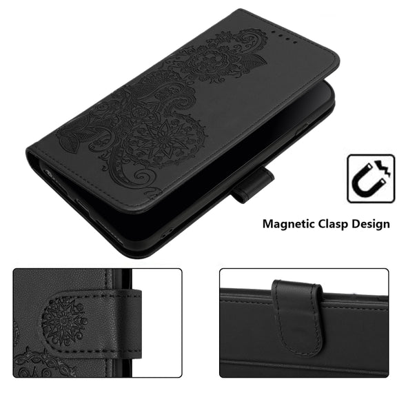 For Huawei Pura 70 Datura Flower Embossed Flip Leather Phone Case(Black)