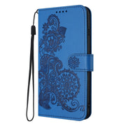 For Google Pixel 9 Pro Datura Flower Embossed Flip Leather Phone Case(Blue)